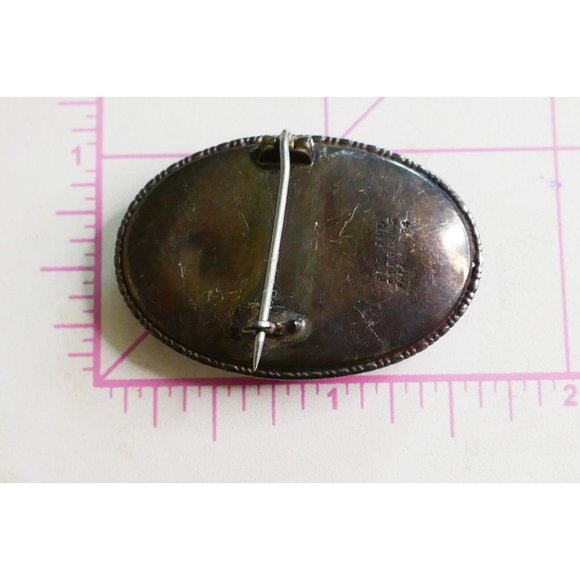 Antique English Butterfly Wing Hand Painted Brooch Sterling Frame Pat Aug 1924 - Picture 2 of 8